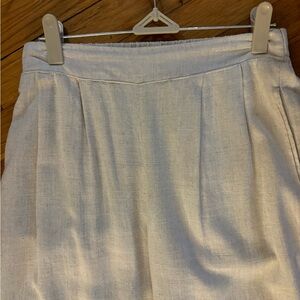 Cream colored wide keg linen pants